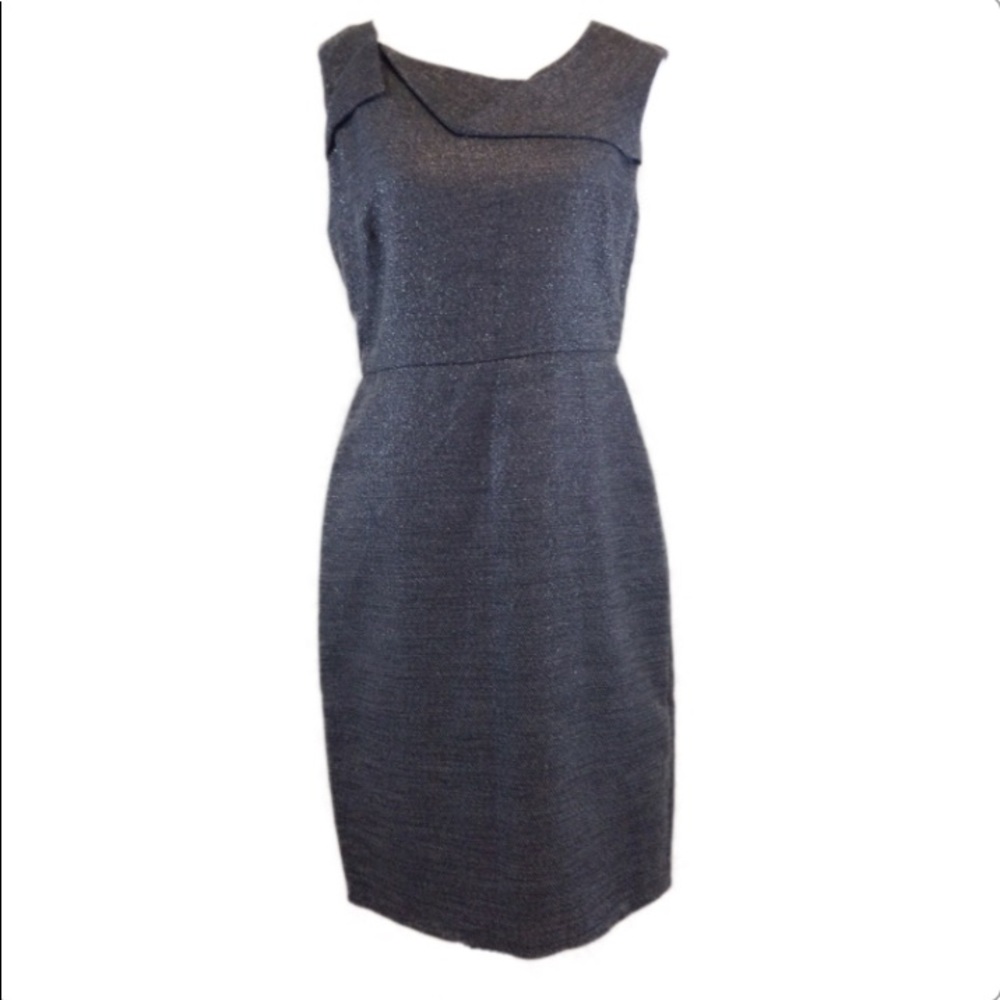 Halston Heritage grey metallic sheath dress